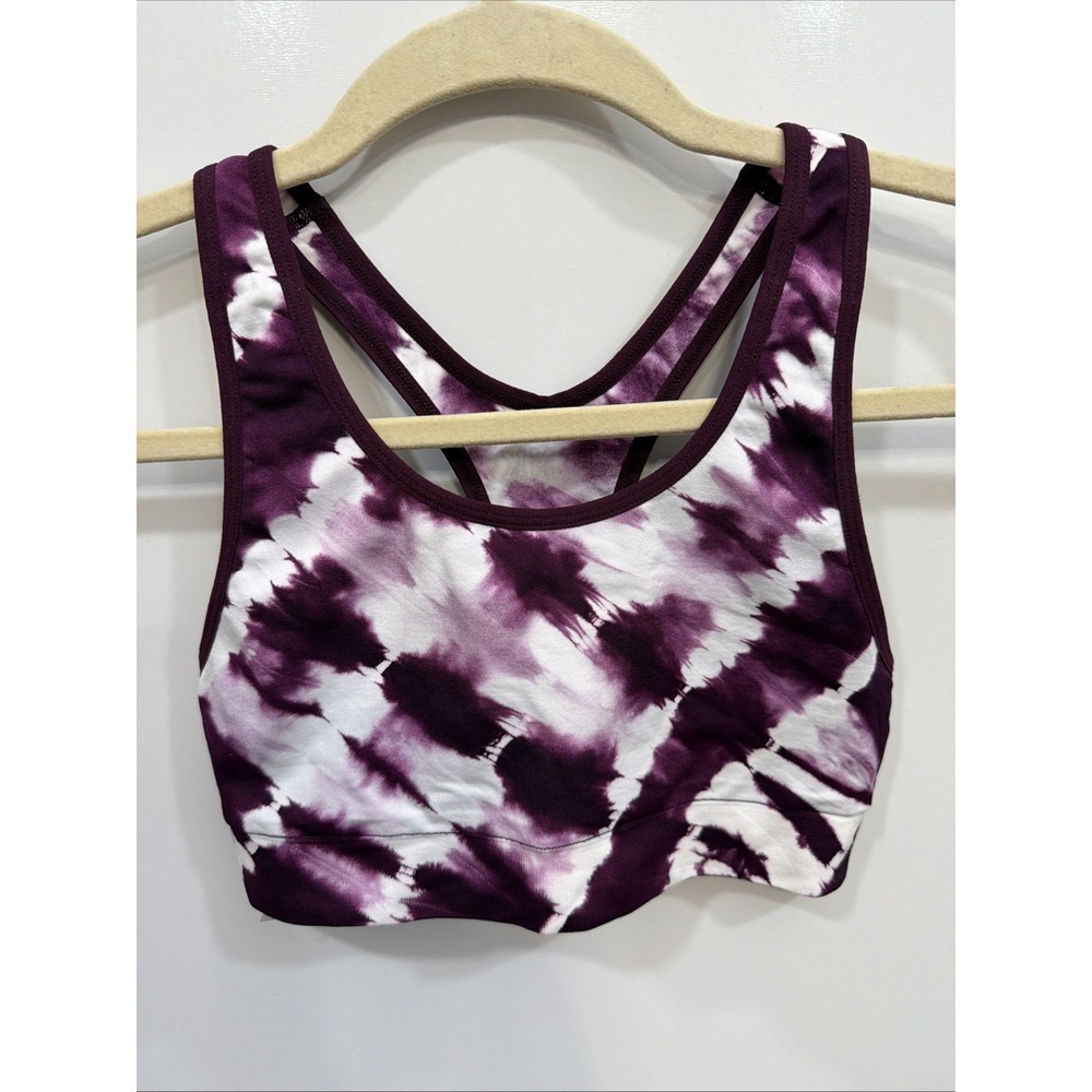 Victorias Secret PINK Sport Light Support Sports Bra Wine White Tie Dye Sz Small